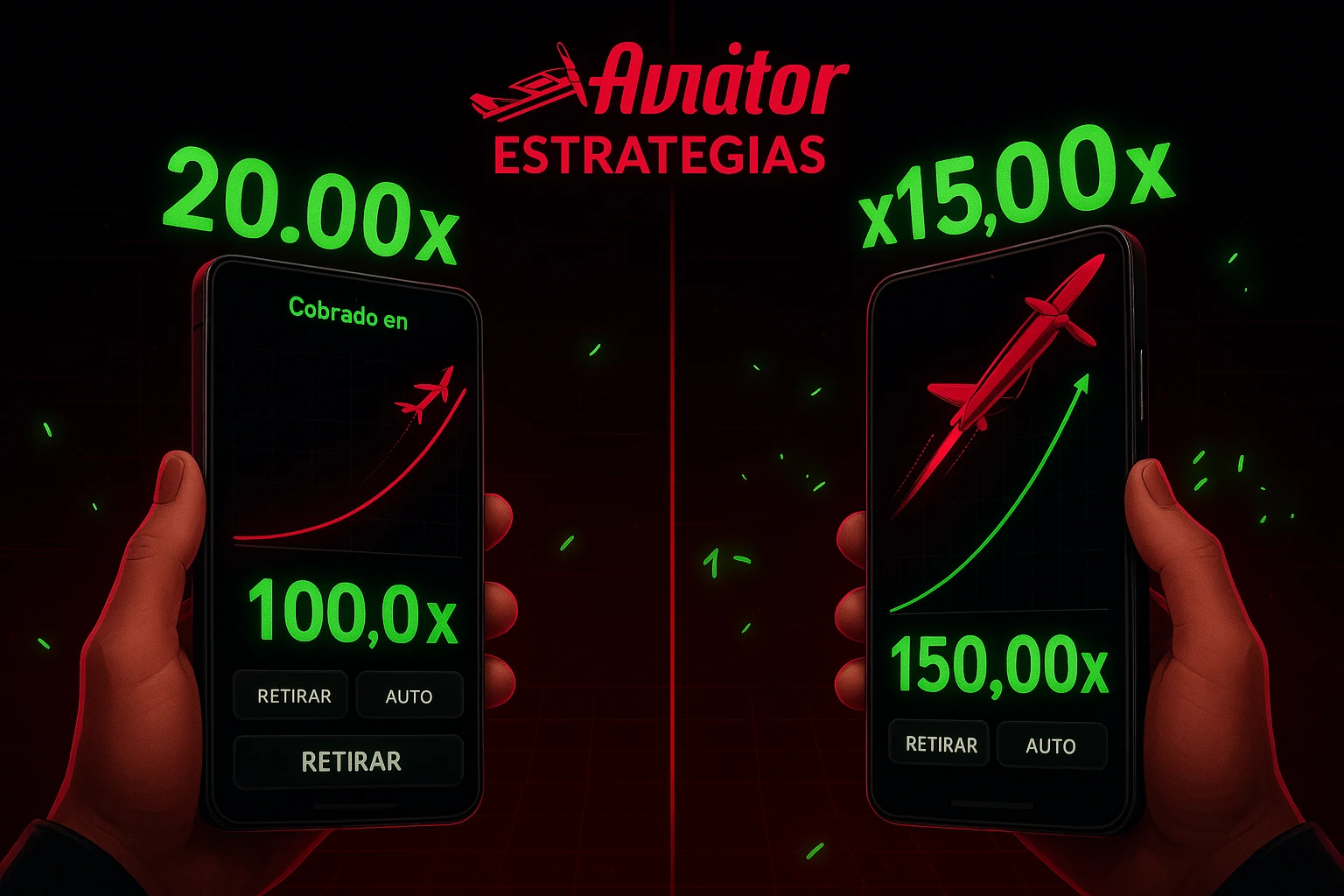Visualización conceptual de estrategias para Aviator. Gráficas, notas y fichas de casino reflejan decisiones del jugador.